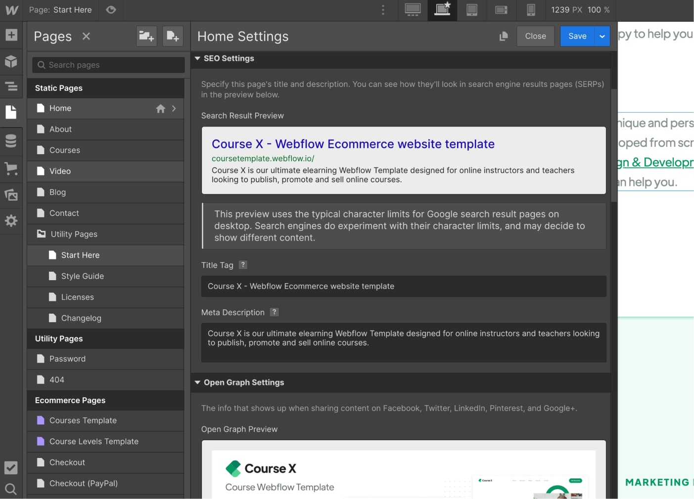 SEO - Course X Webflow Template